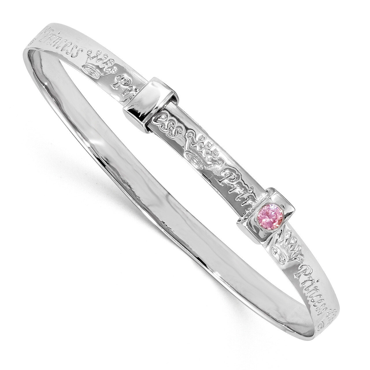 Childrens CZ Diamond Princess Expandable Bangle Sterling Silver Rhodium QB1200, MPN: QB1200, 191101…