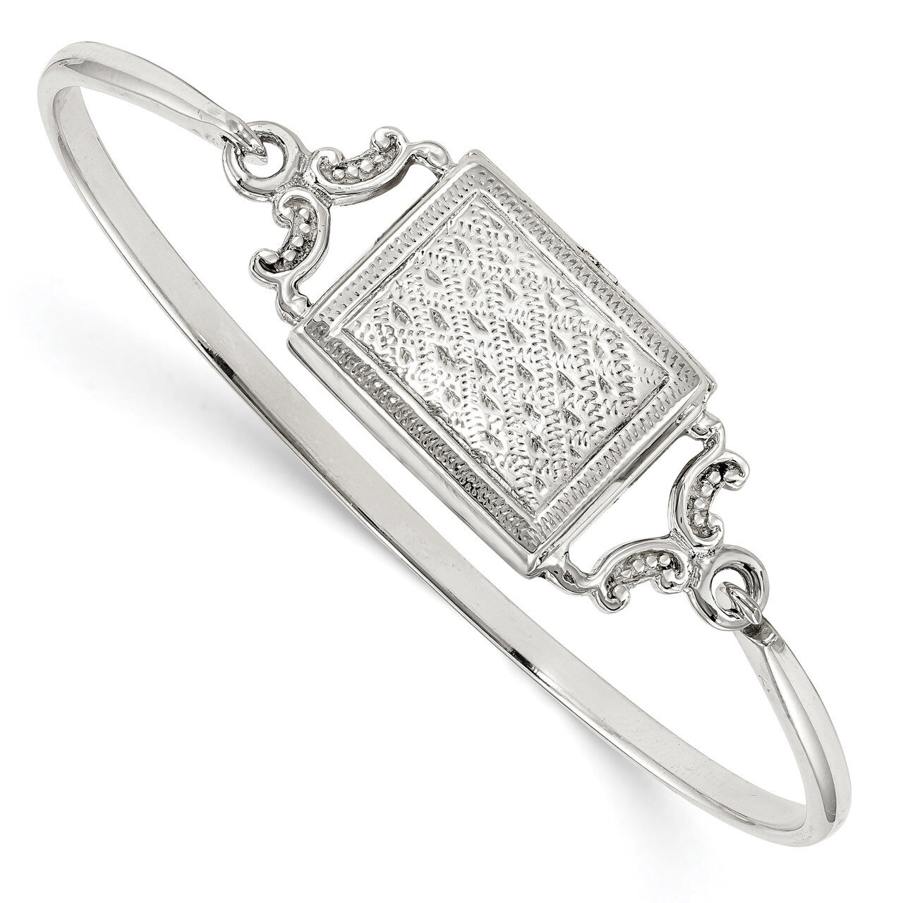 Rectangular 20mm Locket Bangle Sterling Silver Polished QB1210, MPN: QB1210, 191101856501