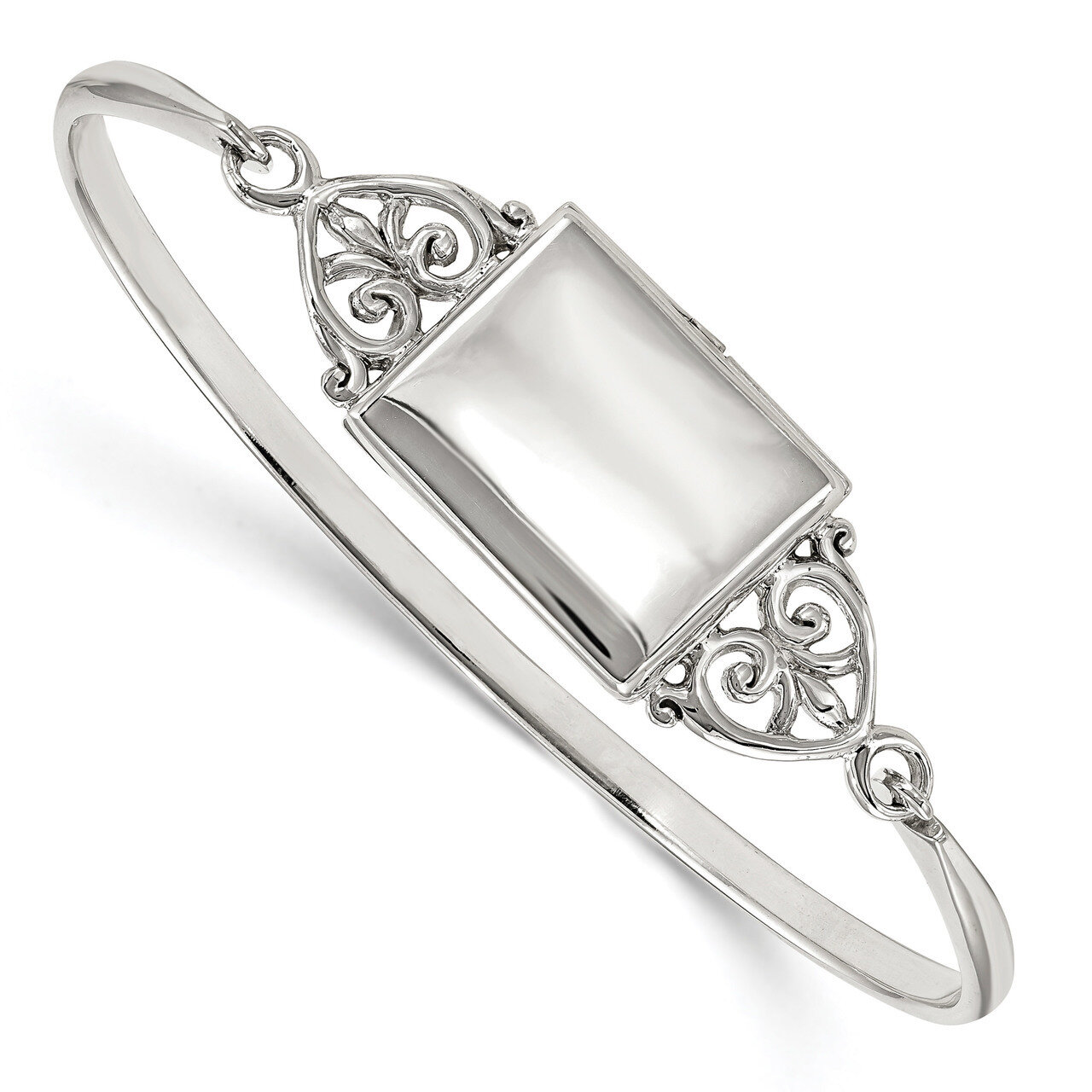 Rectangular 20mm Locket Bangle Sterling Silver Polished QB1211, MPN: QB1211, 191101107344