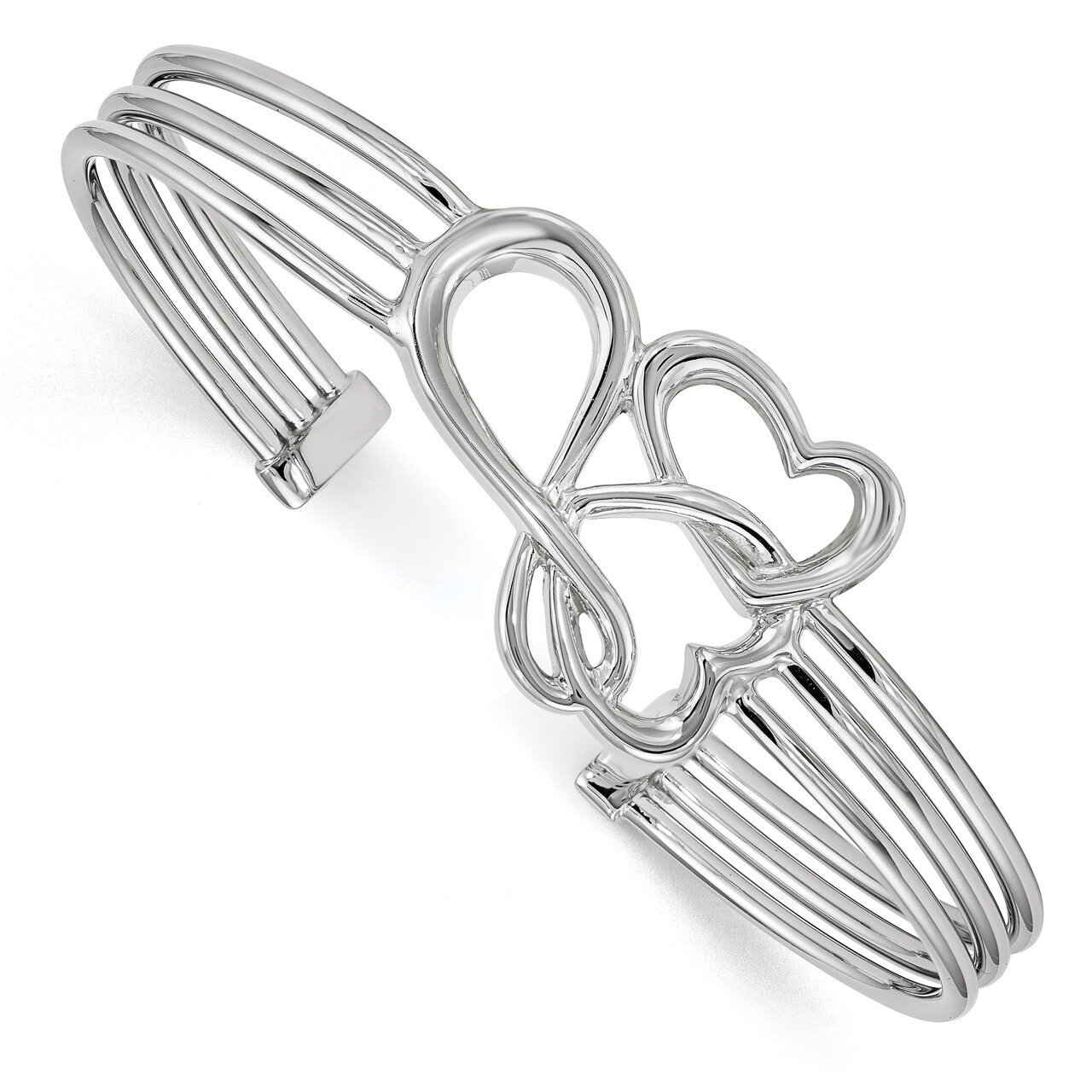 Heart &amp; Infinity Cuff Bangle Sterling Silver Rhodium Plated QB1212, MPN: QB1212, 191101328480