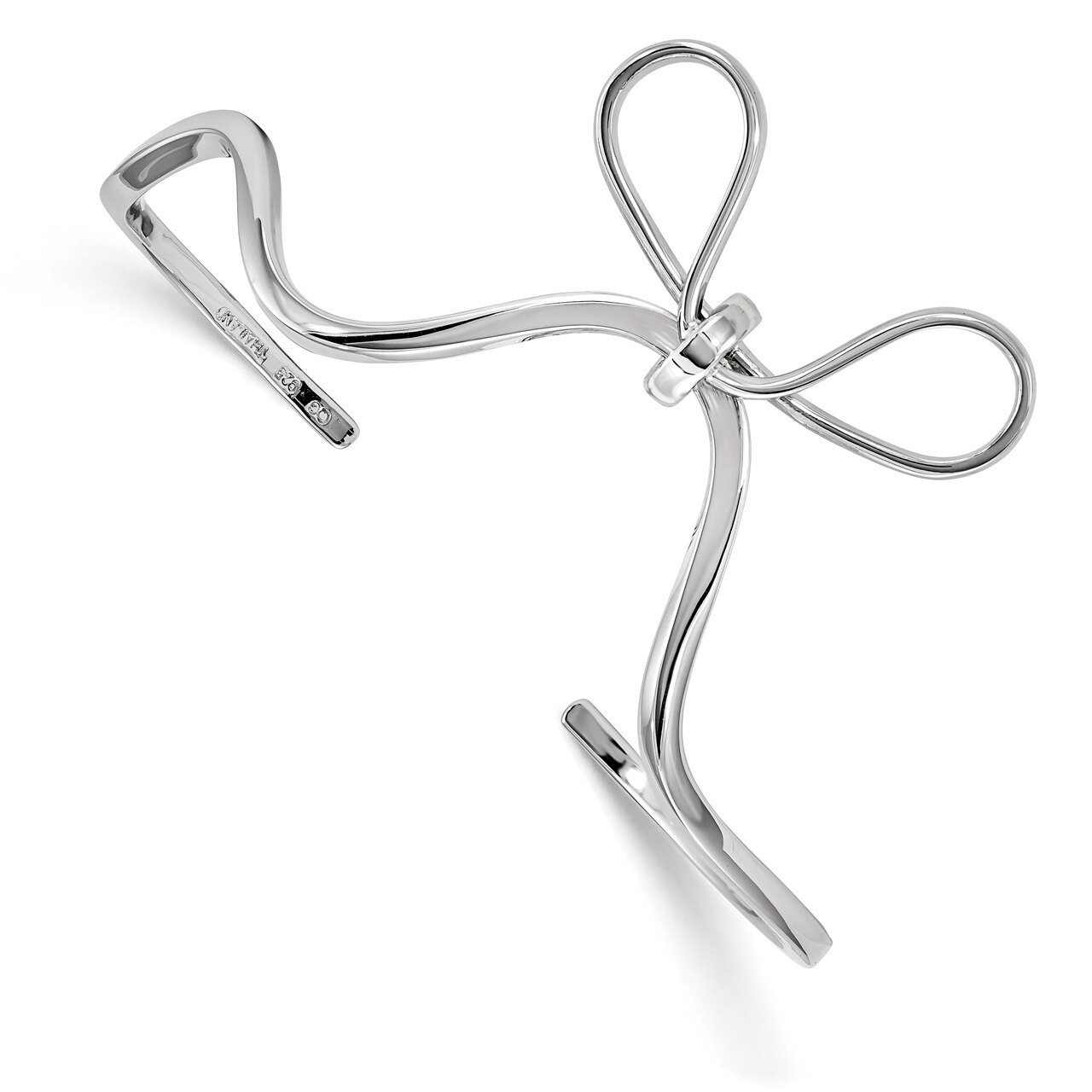Ribbon Bow Cuff Bangle Sterling Silver Rhodium-plated Polished QB1218