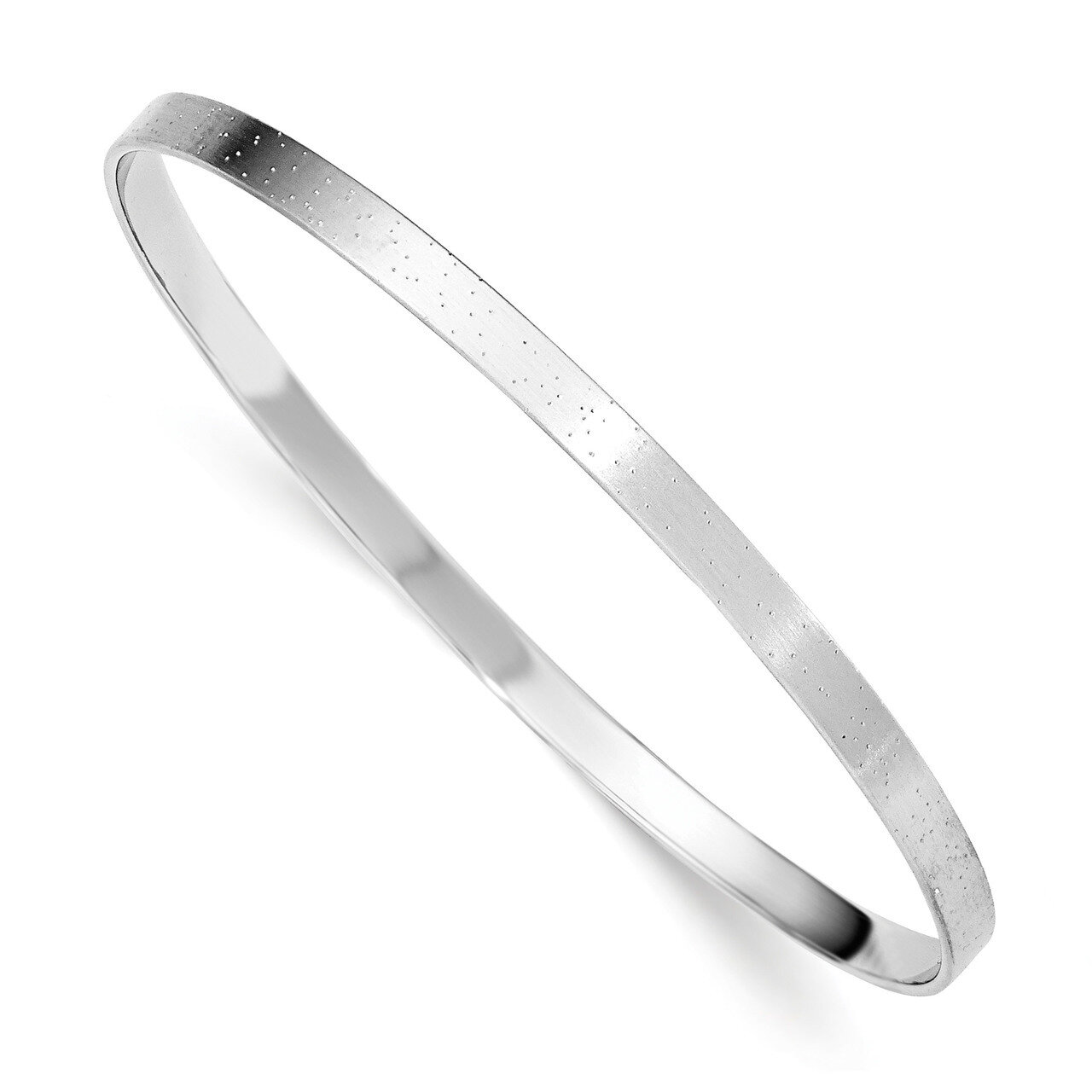 4.00mm Polished & Textured Bangle Sterling Silver Rhodium-plated QB900