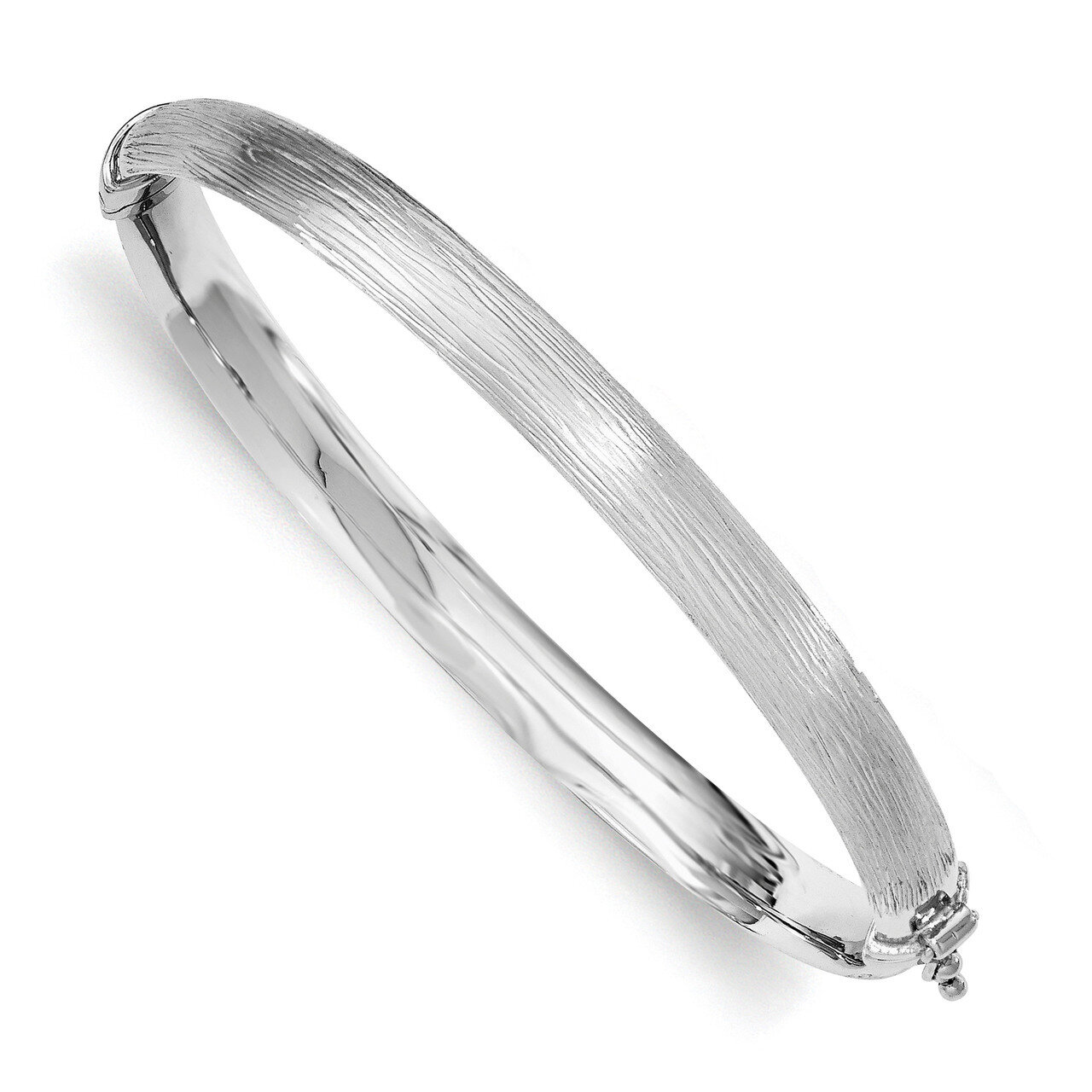 Hinged Bangle Sterling Silver Rhodium-plated Textured QB904, MPN: QB904, 886774748894