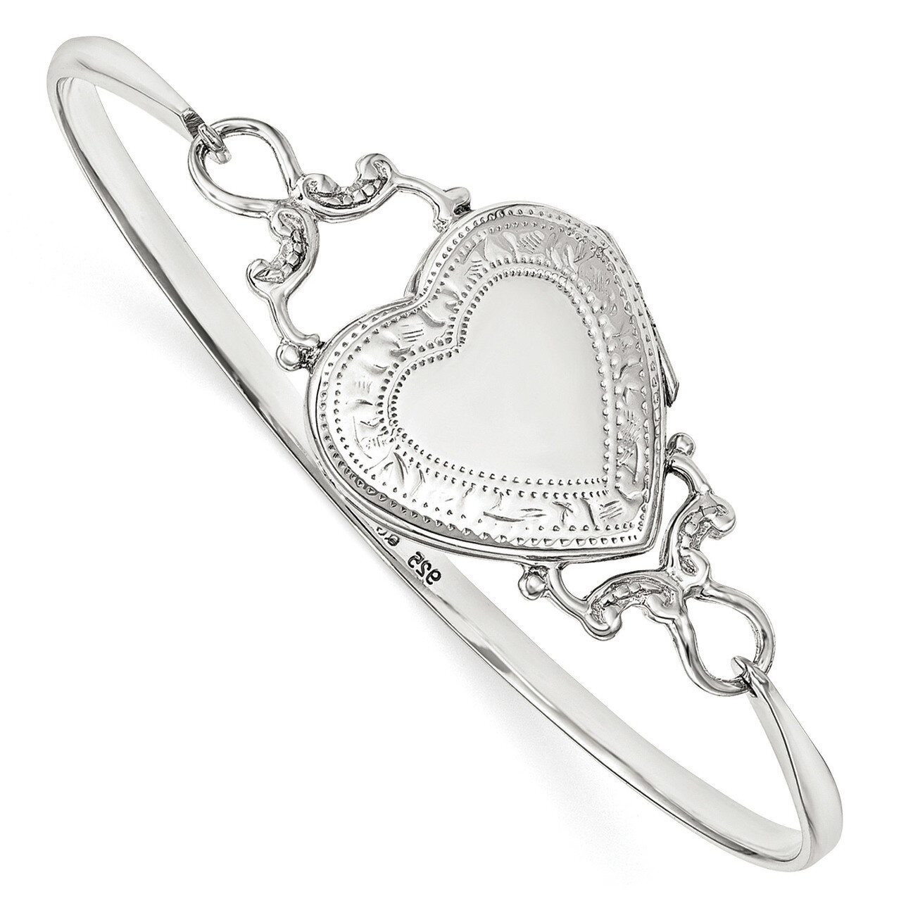 Heart Locket Flexible Bangle Bracelet Sterling Silver QB988