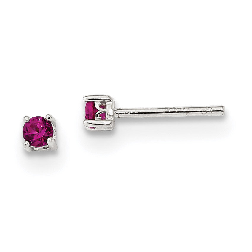 3mm Round Created Ruby Post Earrings Sterling Silver QBE25JUL, MPN: QBE25JUL, 883957178875