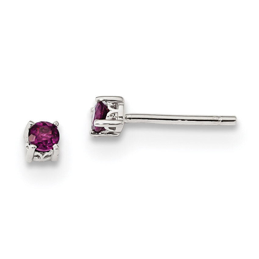 3mm Round Rhodolite Garnet Post Earrings Sterling Silver QBE25JUN, MPN: QBE25JUN, 883957178899
