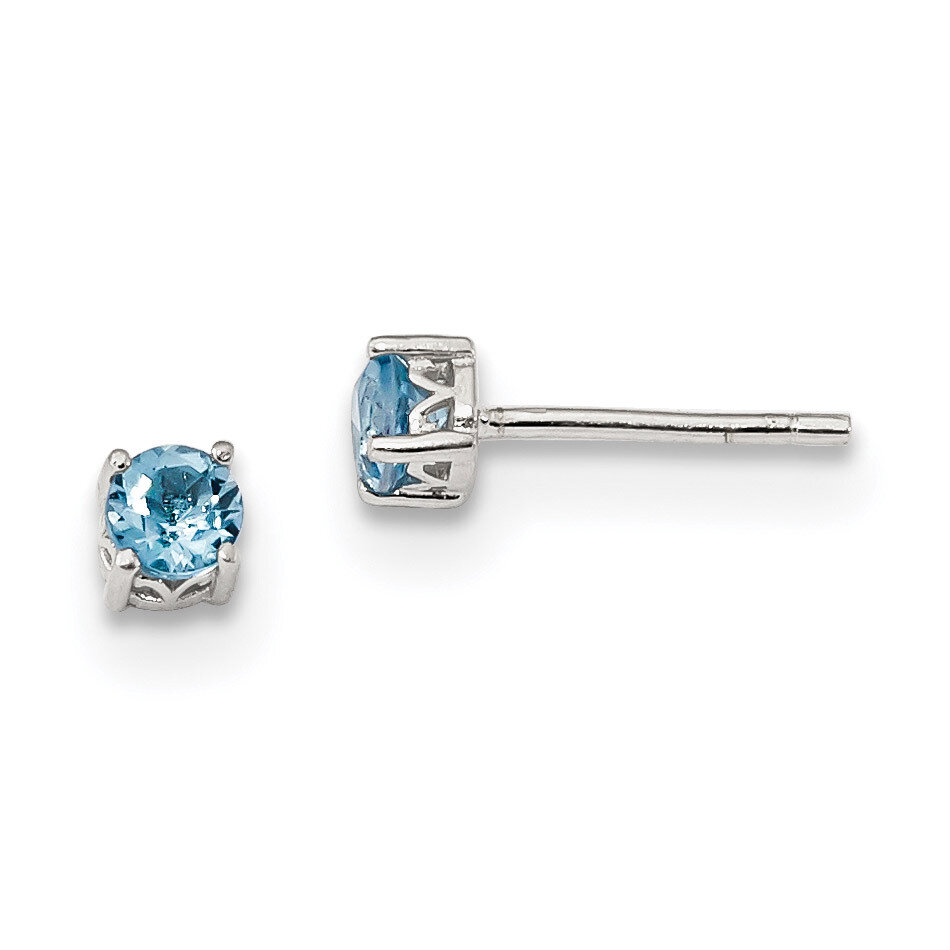 4mm Round Swiss Blue Topaz Post Earrings Sterling Silver Rhodium-plated QBE26DEC, MPN: QBE26DEC, 19…