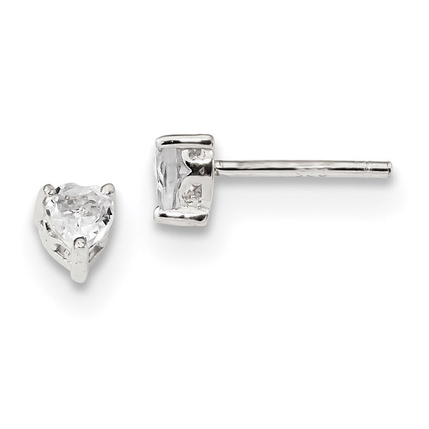 4mm Heart White Topaz Post Earrings Sterling Silver QBE27APR, MPN: QBE27APR, 191101048678