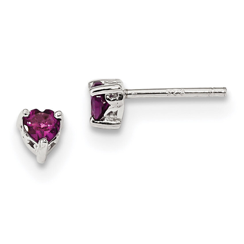 4mm Heart Rhodolite Garnet Post Earrings Sterling Silver QBE27JUN, MPN: QBE27JUN, 883957180625