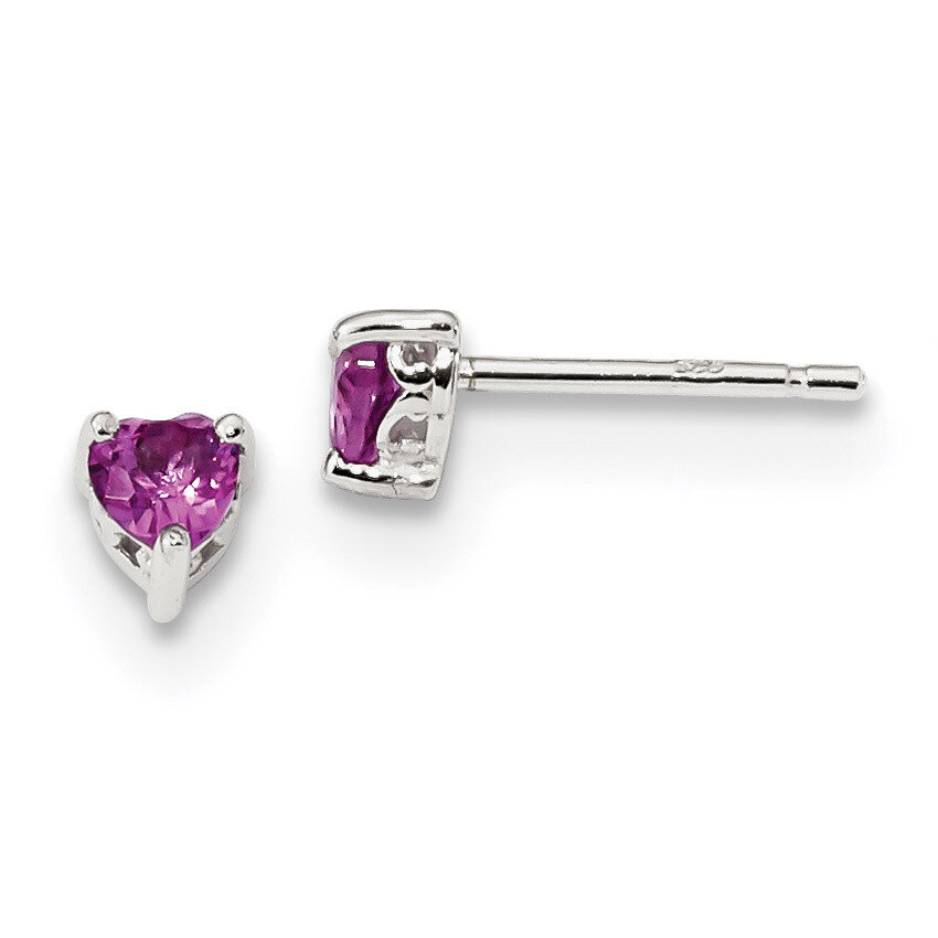 4mm Heart Created Pink Sapphire Post Earrings Sterling Silver QBE27OCT, MPN: QBE27OCT, 883957181066