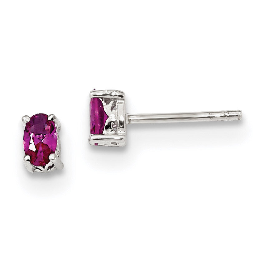 5x3mm Oval Created Ruby Post Earrings Sterling Silver Rhodium-plated QBE29JUL, MPN: QBE29JUL, 88395…