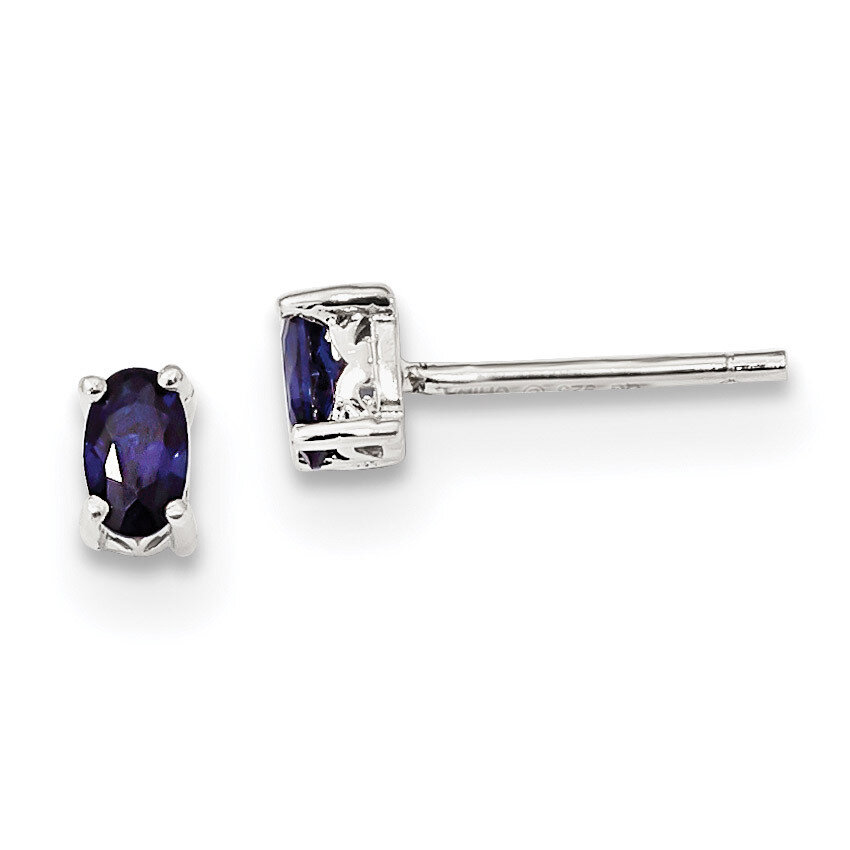 5x3mm Oval Created Sapphire Post Earrings Sterling Silver Rhodium-plated QBE29SEP, MPN: QBE29SEP, 8…