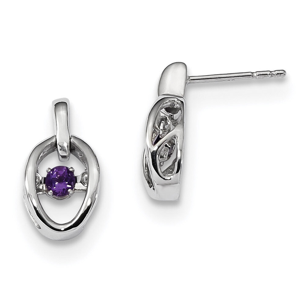 Amethyst Birthstone Vibrant Earrings Sterling Silver Rhodium QBE32FEB, MPN: QBE32FEB, 883957756820