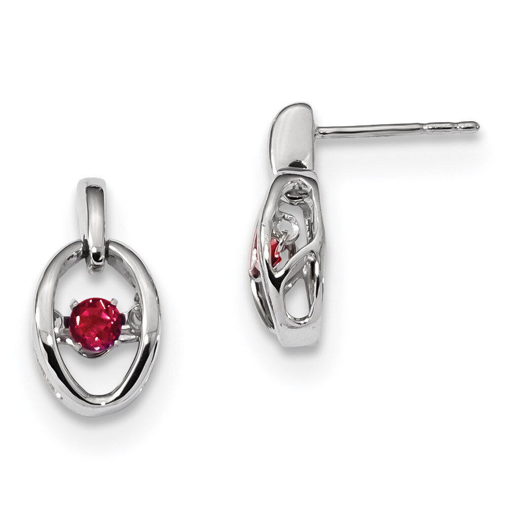 Created Ruby Birthstone Vibrant Earrings Sterling Silver Rhodium QBE32JUL