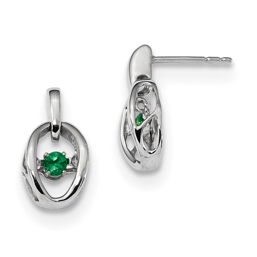 Created Emerald Birthstone Vibrant Earrings Sterling Silver Rhodium QBE32MAY, MPN: QBE32MAY, 883957…