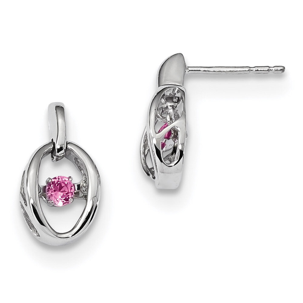 Crted Pink Tourmaline Birthstone Vibrant Earrings Sterling Silver Rhodium QBE32OCT