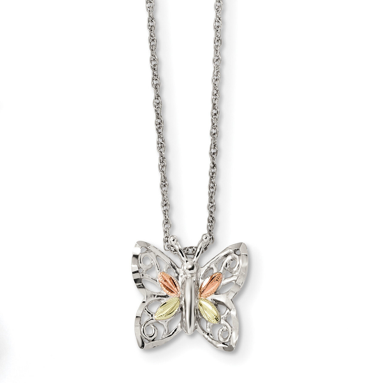 Butterfly Necklace 9.5 Inch 12k Gold Sterling Silver QBH258-18, MPN: QBH258-18, 31902141423