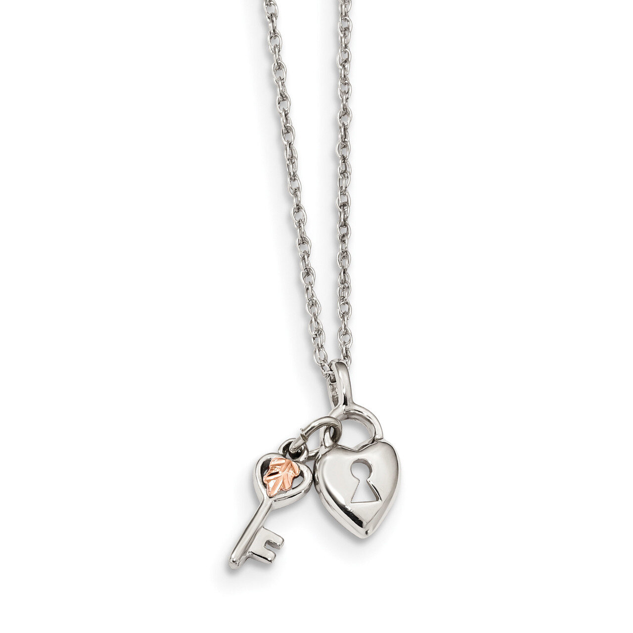 Accents Heart &amp; Key Necklace 9.5 Inch 12k Gold Sterling Silver QBH261-18, MPN: QBH261-18, 784715283…