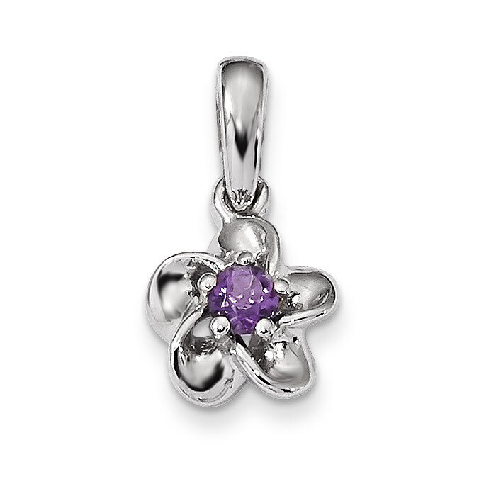 Floral Amethyst Pendant Sterling Silver Rhodium-plated QBPD30AM, MPN: QBPD30AM, 883957638713