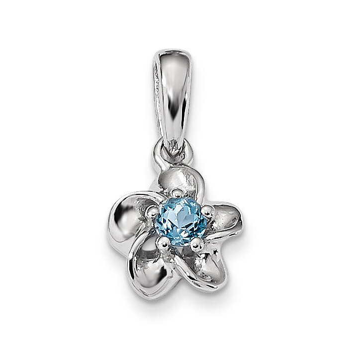 Floral Blue Topaz Pendant Sterling Silver Rhodium-plated QBPD30BT, MPN: QBPD30BT, 883957351209