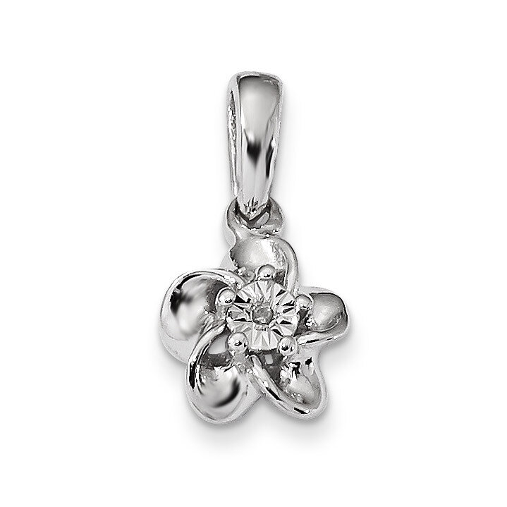 Floral Diamond Pendant Sterling Silver Rhodium-plated QBPD30DIA