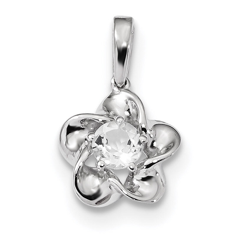 Floral White Topaz Pendant Sterling Silver Rhodium-plated QBPD31APR, MPN: QBPD31APR, 883957181257