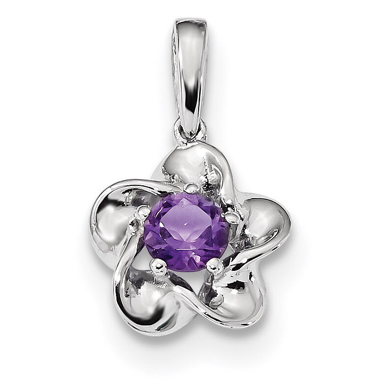 Floral Amethyst Pendant Sterling Silver Rhodium-plated QBPD31FEB, MPN: QBPD31FEB, 883957181264