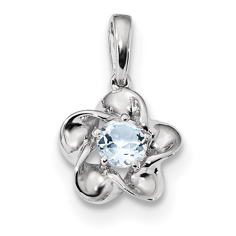 Floral Aquamarine Pendant Sterling Silver Rhodium-plated QBPD31MAR, MPN: QBPD31MAR, 883957638775