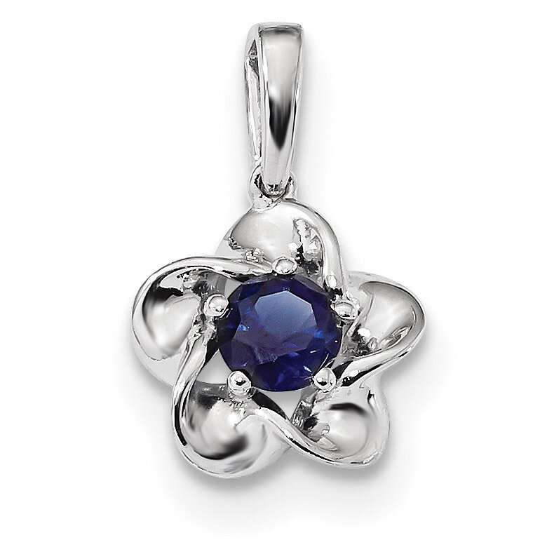 Floral Created Sapphire Pendant Sterling Silver Rhodium-plated QBPD31SEP, MPN: QBPD31SEP, 883957241…