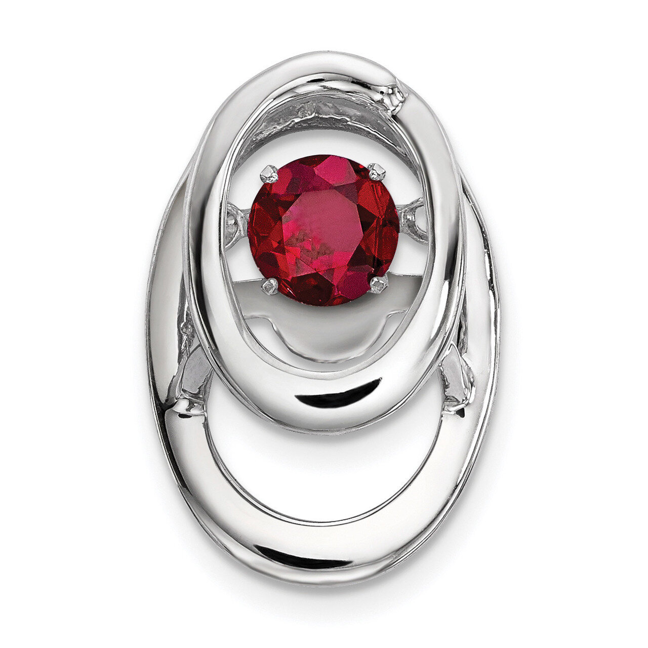 Created Ruby Birthstone Vibrant Pendant Sterling Silver Rhodium QBPD32JUL, MPN: QBPD32JUL, 88395795…