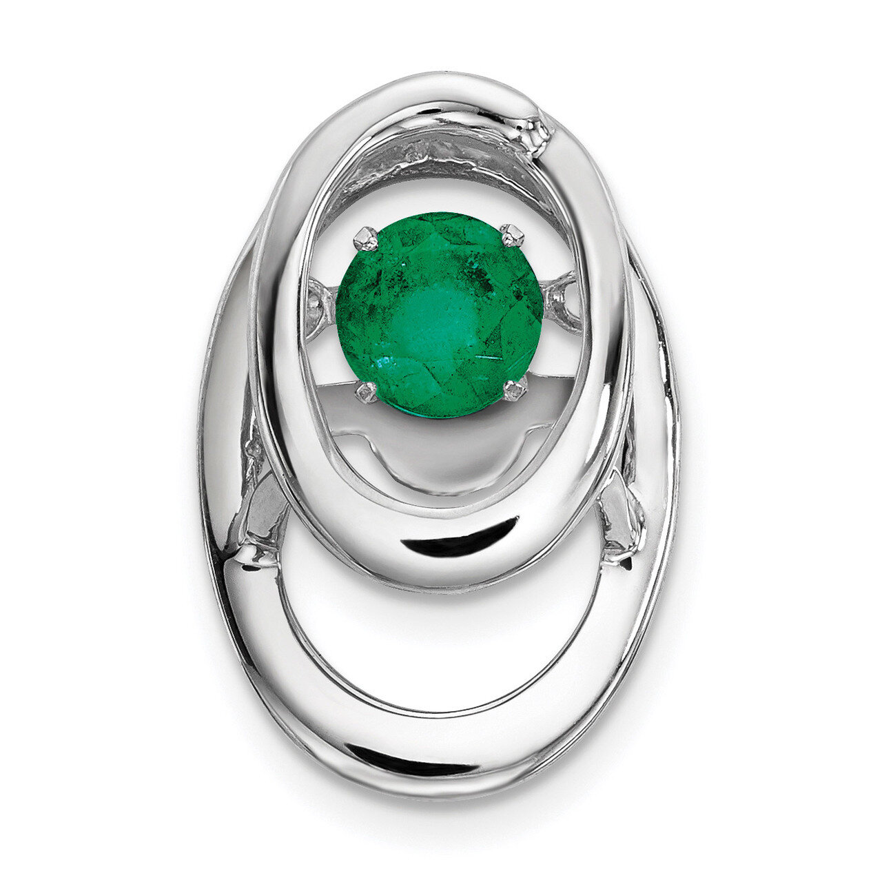 Created Emerald Birthstone Vibrant Pendant Sterling Silver Rhodium QBPD32MAY