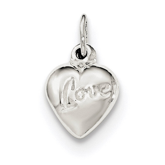 LOVE Reversible Puff Heart Charm Sterling Silver Polished QC8093