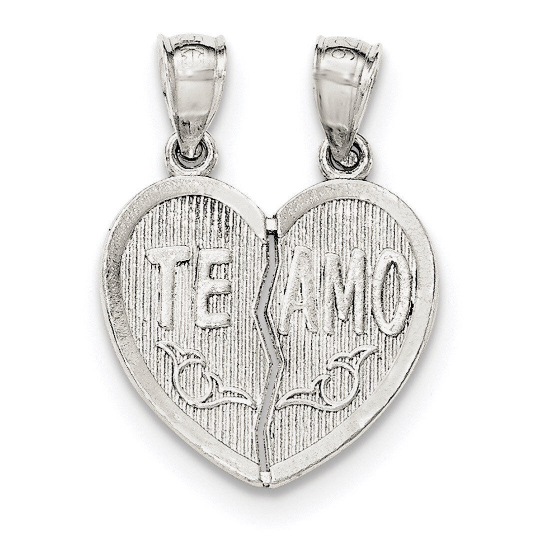 Te Amo Break Apart Heart Pendant Sterling Silver Polished QC8108, MPN: QC8108, 191101362385