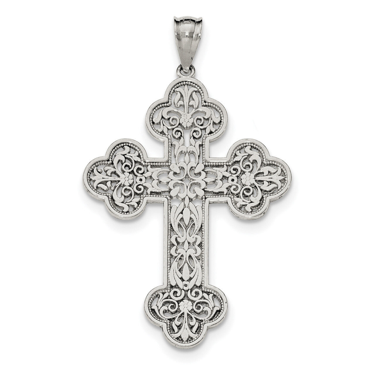 Large Filigree Cross Pendant Sterling Silver Polished QC8133, MPN: QC8133, 191101365997