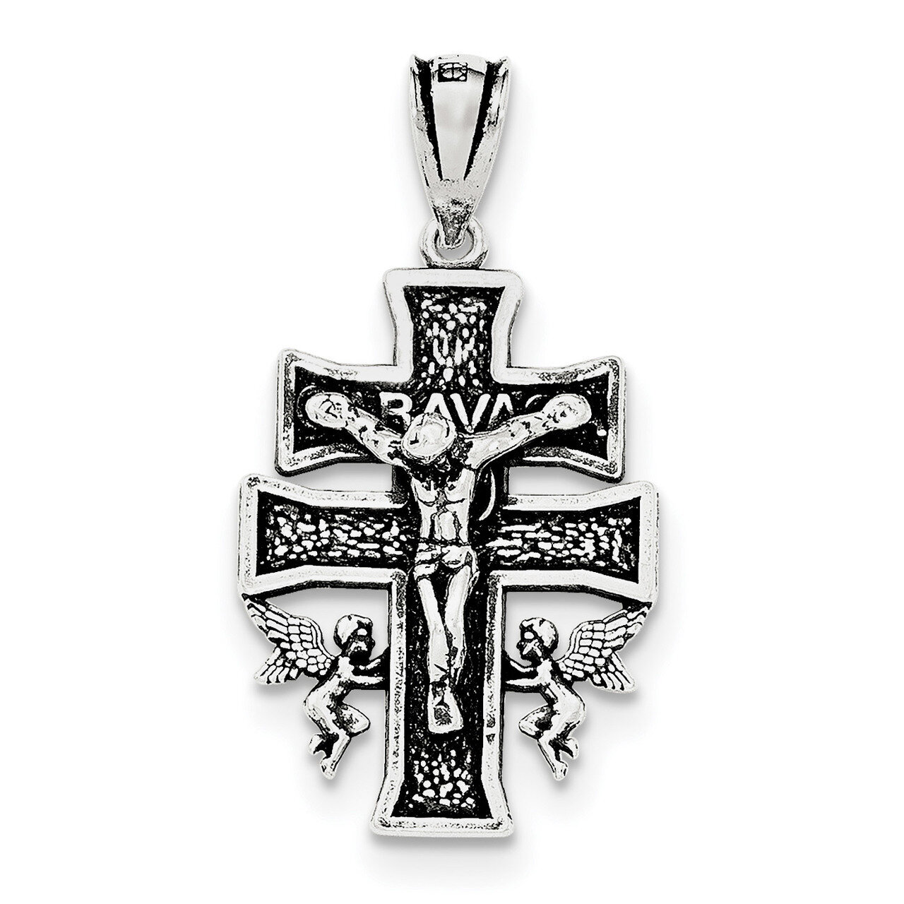 Mini Caravaca Crucifix Pendant Sterling Silver Antiqued QC8134, MPN: QC8134, 191101360701