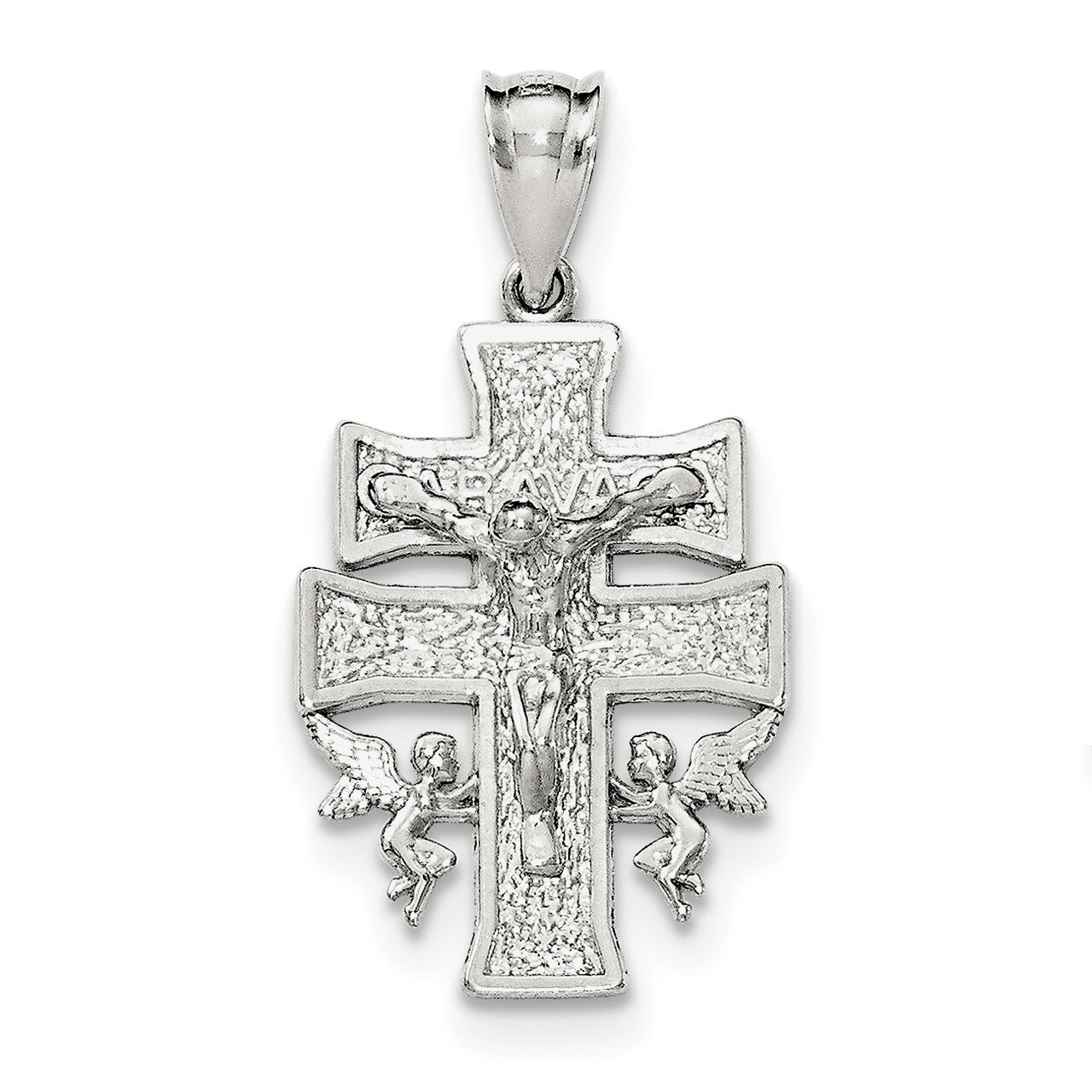 Mini Caravaca Crucifix Pendant Sterling Silver Polished QC8135