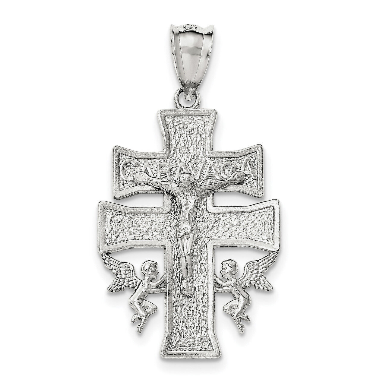 Large Caravaca INRI Crucifix Cross Pendant Sterling Silver Polished QC8137