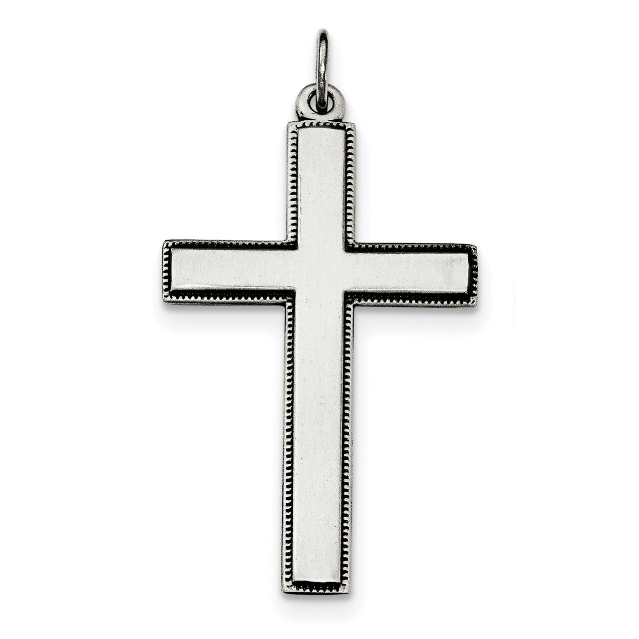 Oxidized Cross with Prayer on Back Pendant Sterling Silver QC8147, MPN: QC8147, 191101363740