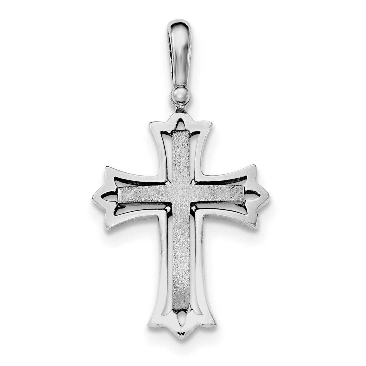 Brushed Polished Cross Pendant Sterling Silver Rhodium-plated QC8154, MPN: QC8154, 191101361036