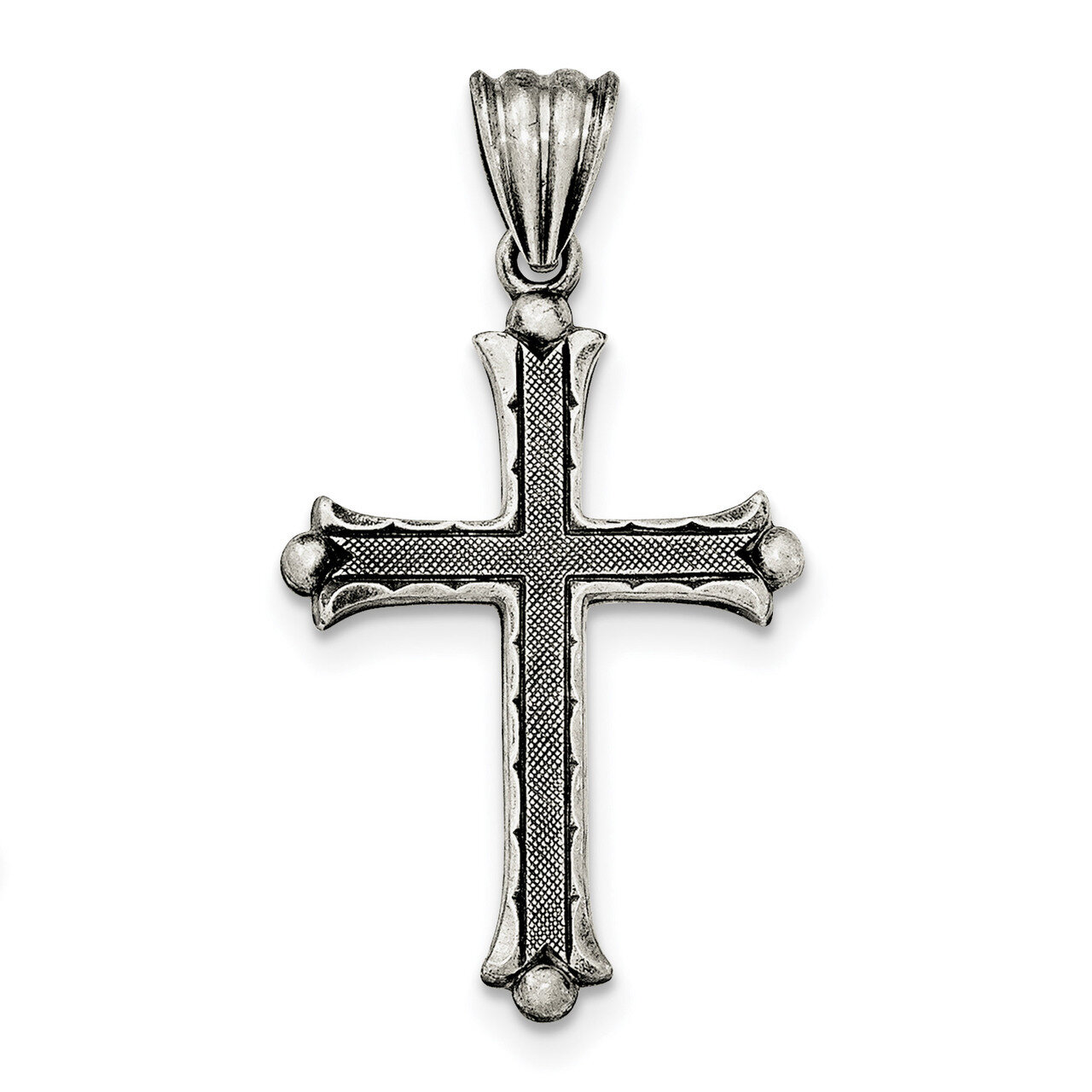 Polished and Brushed Latin Cross Pendant Sterling Silver Antiqued QC8155, MPN: QC8155, 191101365331