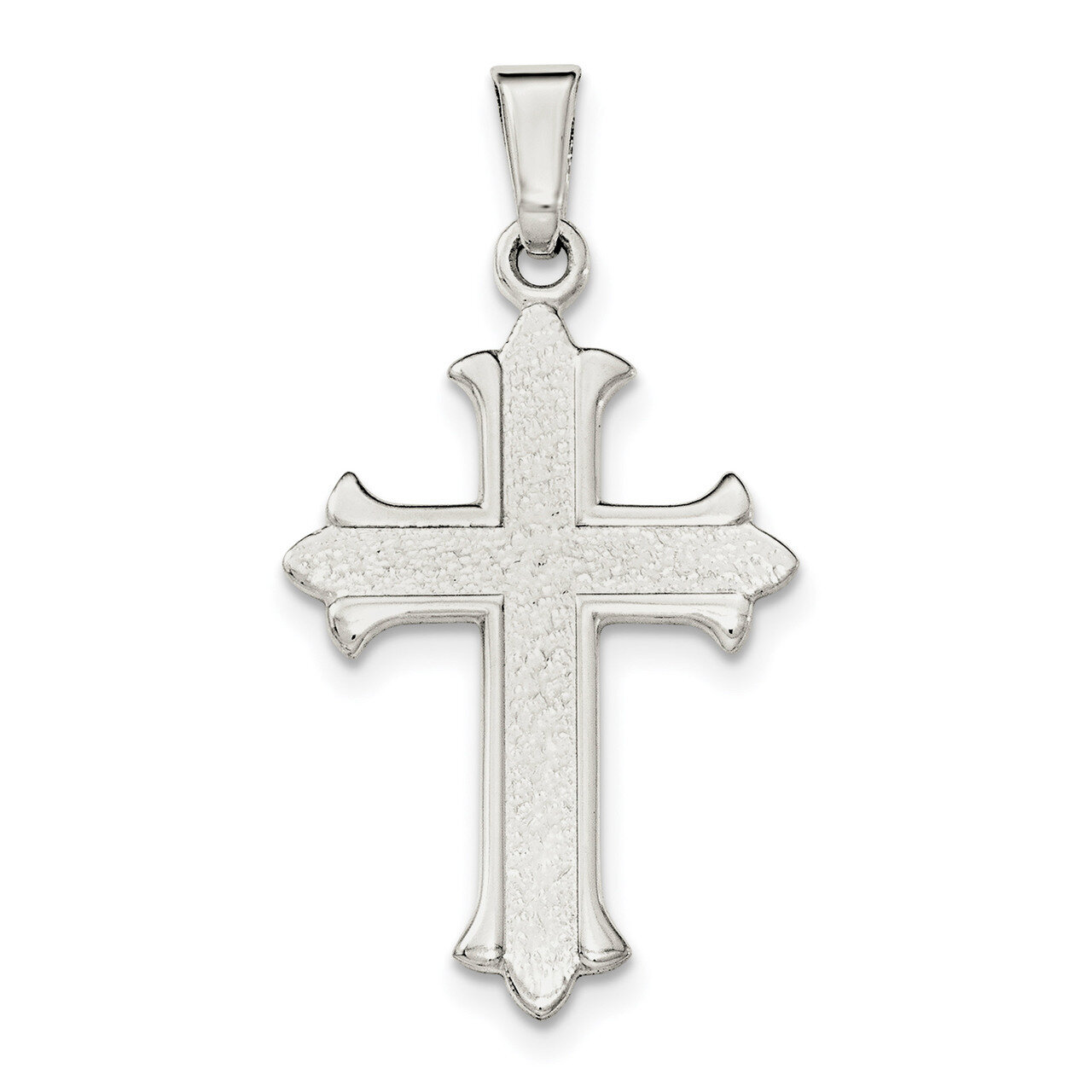 Textured Cross Pendant Sterling Silver Polished QC8157