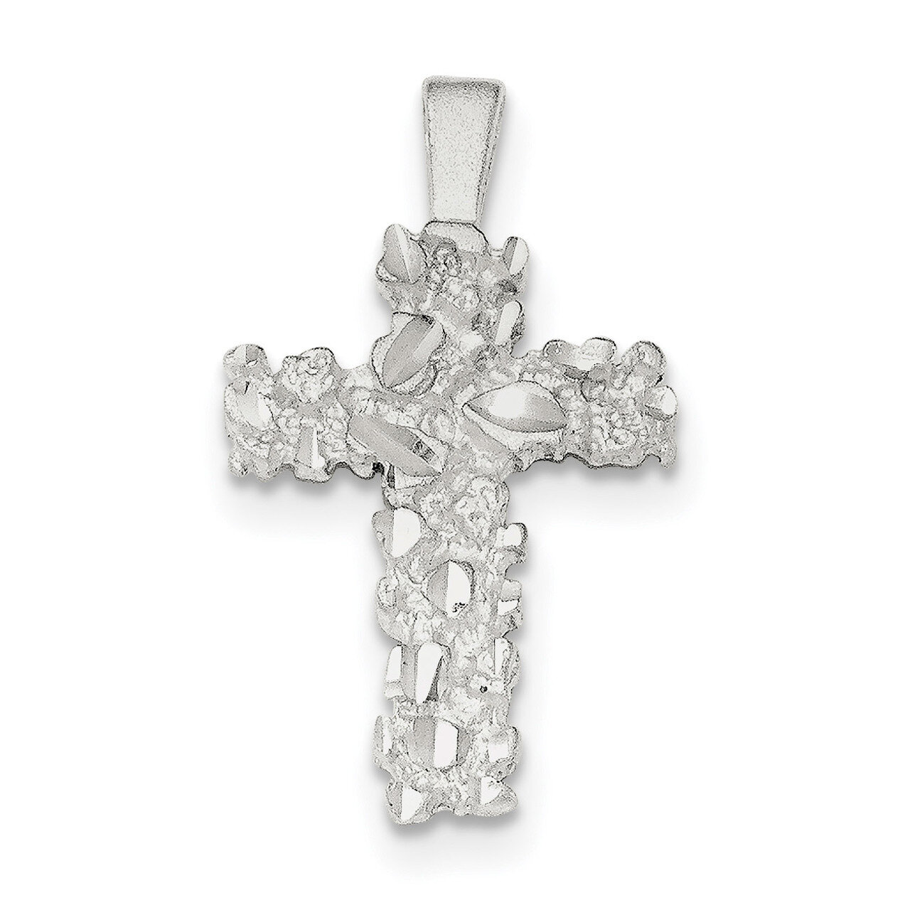 Diamond-cut Cross Pendant Sterling Silver Satin QC8169, MPN: QC8169, 191101358906