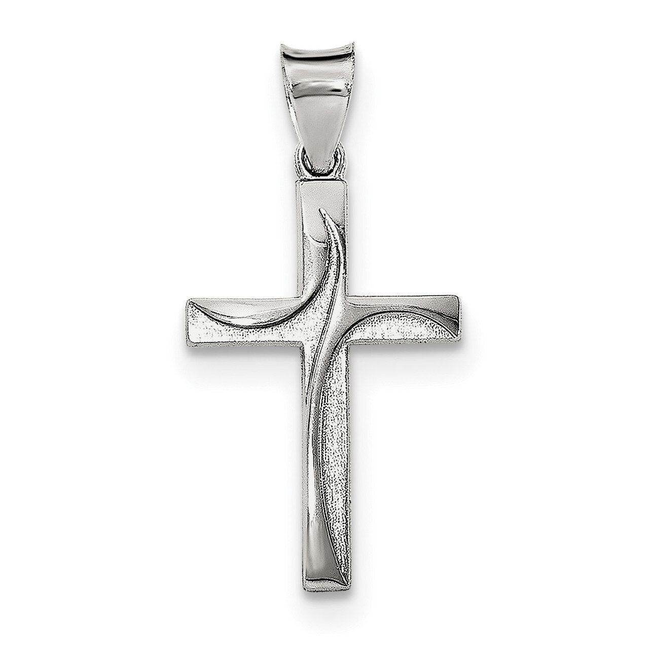 Textured Brushed and Polished Latin Cross Pendant Sterling Silver QC8175, MPN: QC8175, 191101364488