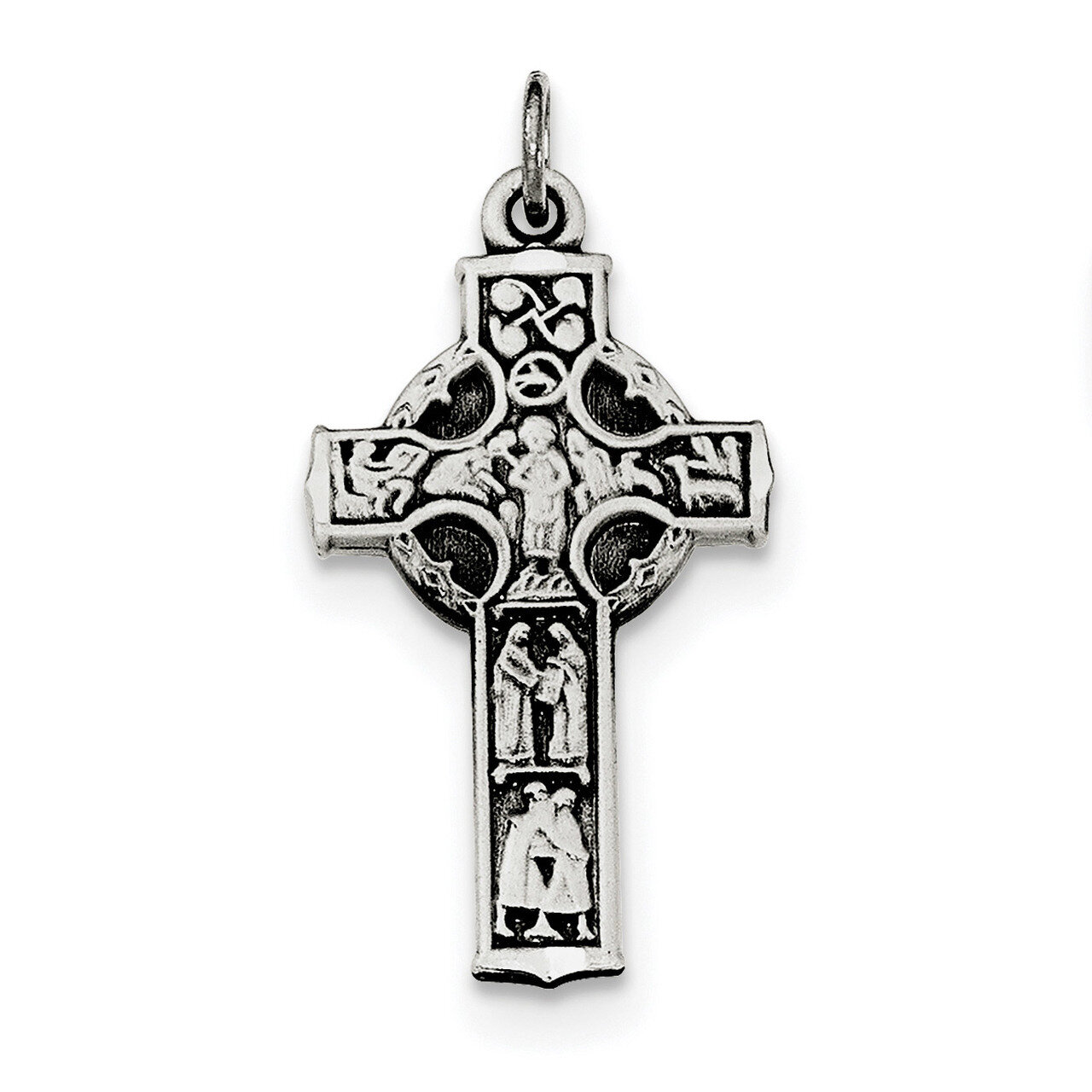 Celtic Cross with Biblical Figures Sterling Silver Antiqued QC8186, MPN: QC8186, 191101455995