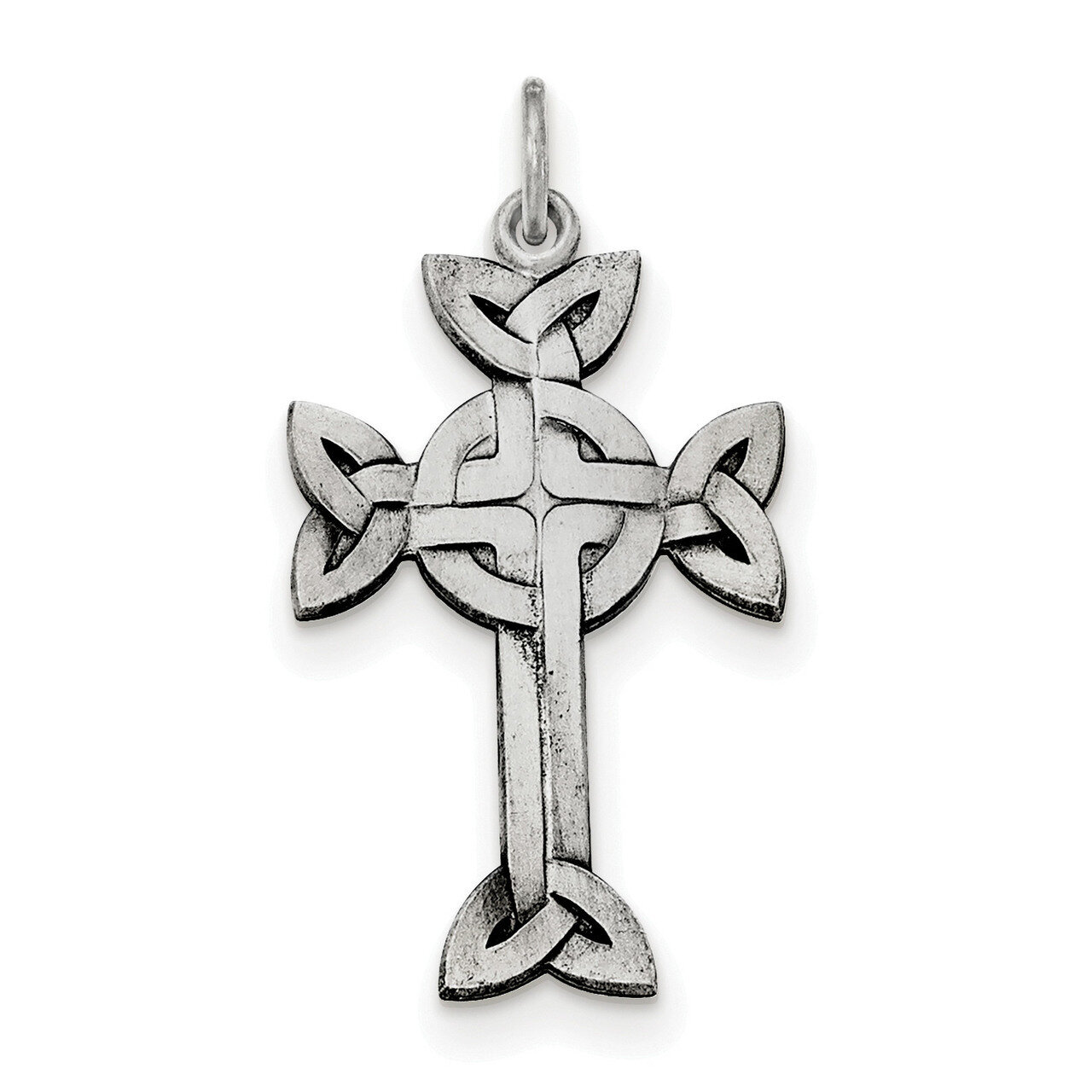 Textured and Brushed Celtic Cross Pendant Sterling Silver Antiqued QC8189