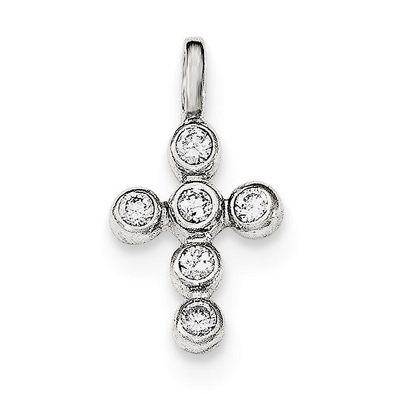 Cross CZ Diamond Charm Sterling Silver Polished QC8210, MPN: QC8210, 191101360374