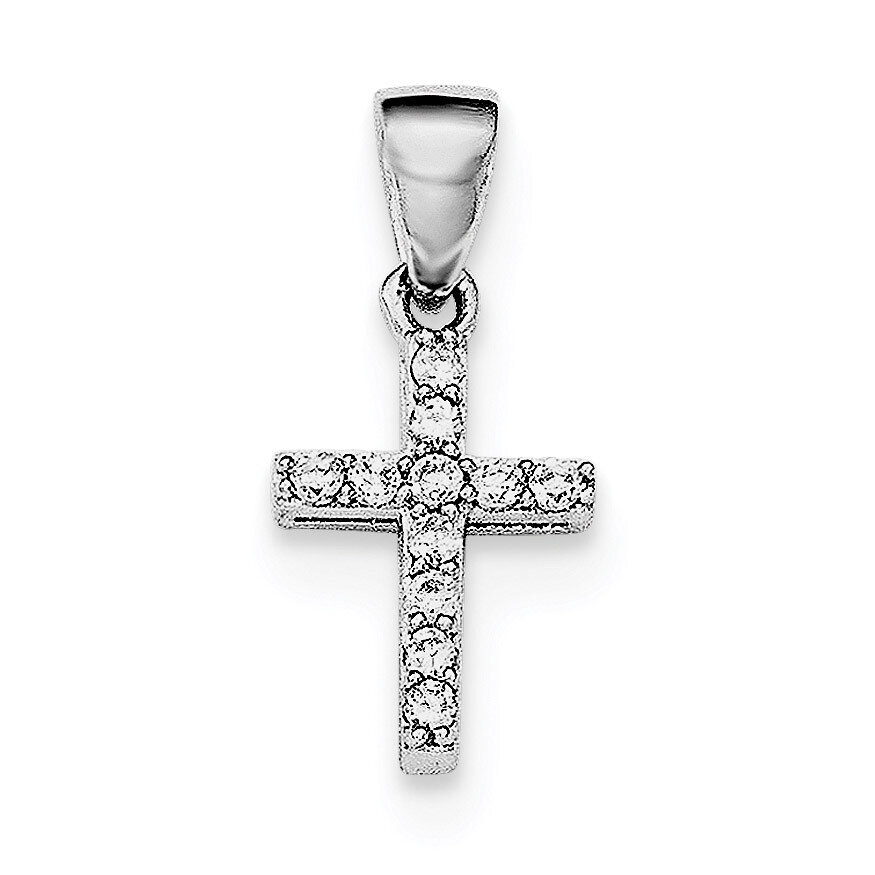 CZ Diamond Cross Pendant Sterling Silver Rhodium-plated QC8212, MPN: QC8212, 191101363764