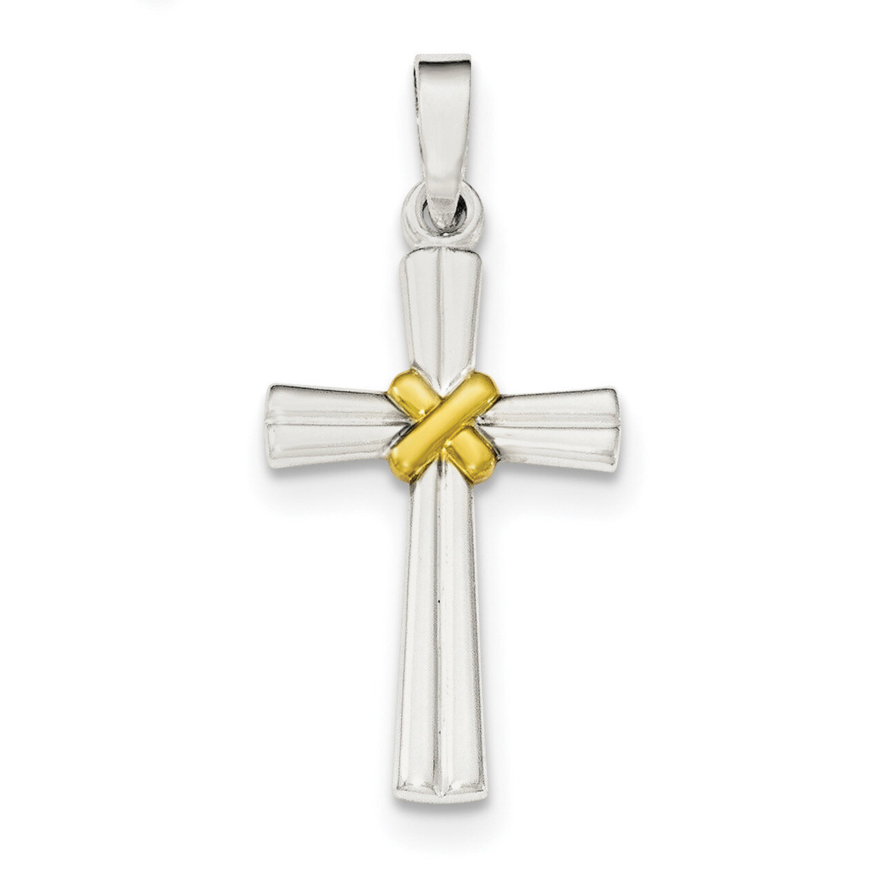 Gold-tone Polished Latin Cross Pendant Sterling Silver QC8256