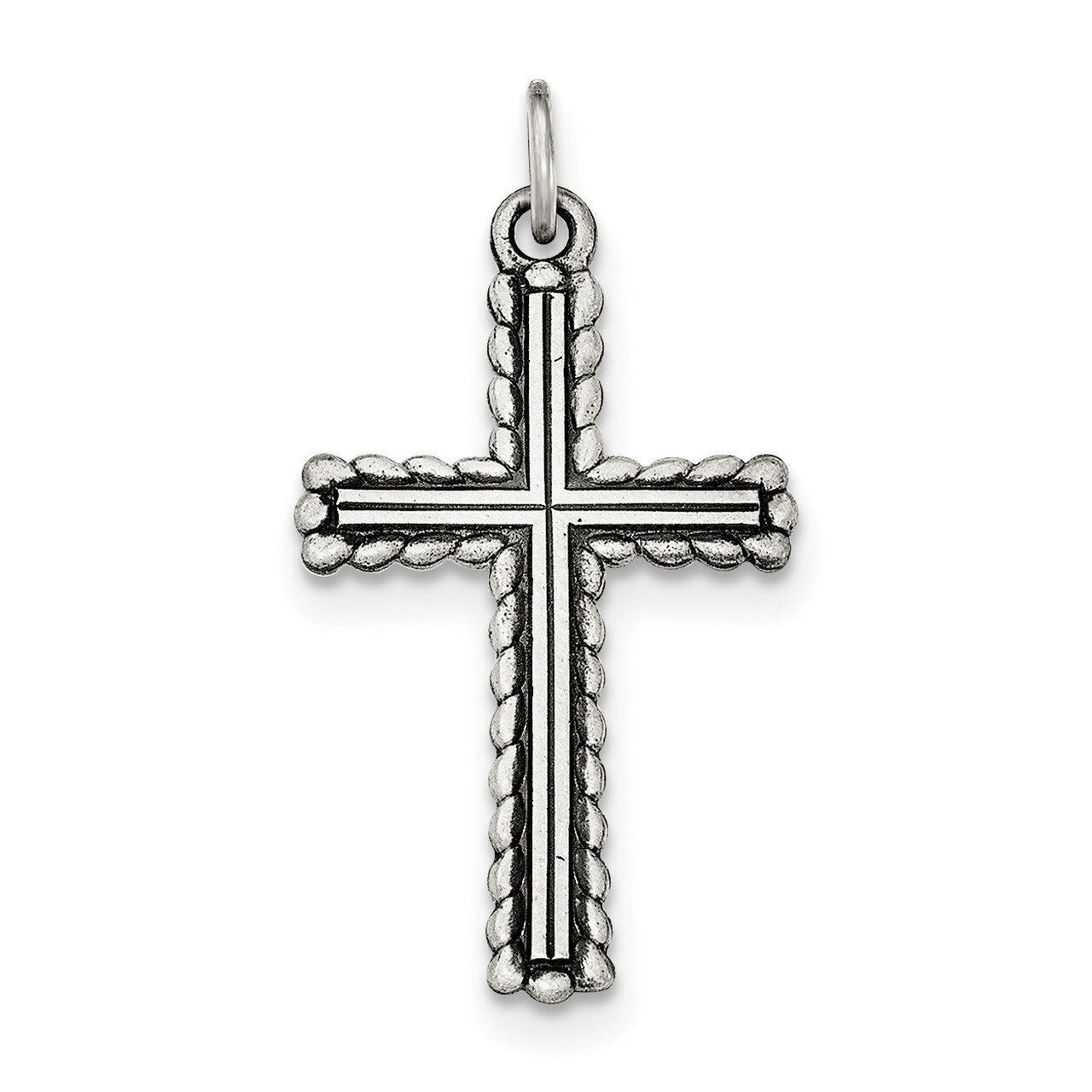 Textured and Brushed Latin Cross Pendant Sterling Silver Antiqued QC8263, MPN: QC8263, 191101453465
