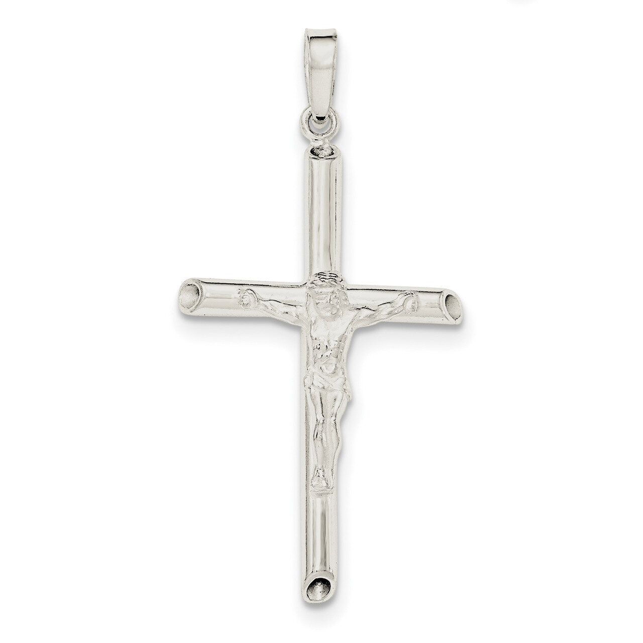 Hollow Crucifix Pendant Sterling Silver Polished QC8277